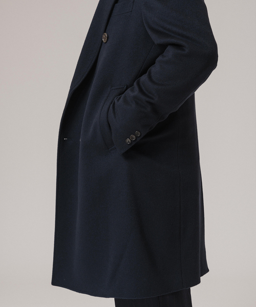 【Piacenza】ダブルブレスト ロングコート ブラウン セール】D.PIACENZA ダブルブレスト チェスターコート（チェスター