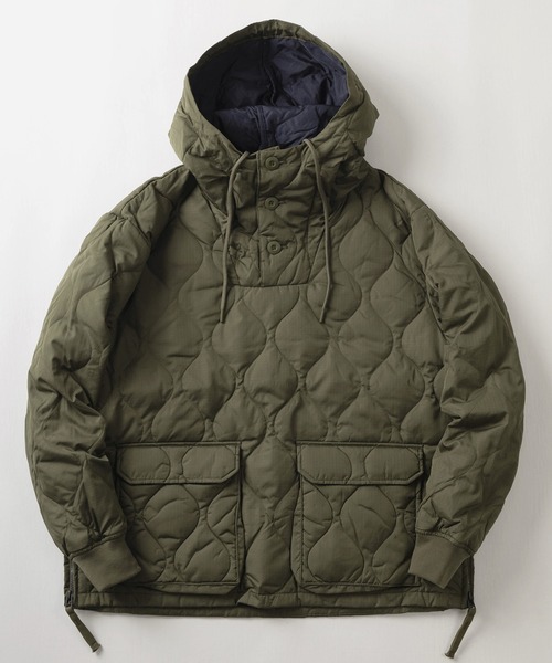 TAION（タイオン）の「【TAION/タイオン】ミリタリー  キルティング ダウンフーディー/ プルオーバー/ ミリタリーブルゾン/ハーフボタン パーカー/ユニセックス（ブルゾン・メンズ・ブラック/ダークオリーブ/ネイビー・M/L/XL）」の3枚目の写真