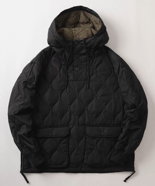 TAION（タイオン）の「【TAION/タイオン】ミリタリー  キルティング ダウンフーディー/ プルオーバー/ ミリタリーブルゾン/ハーフボタン パーカー/ユニセックス（ブルゾン・メンズ・ブラック/ダークオリーブ/ネイビー・M/L/XL）」の2枚目の写真