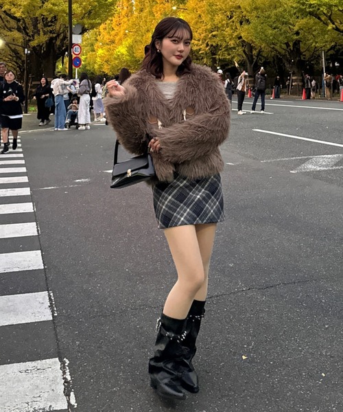 efill(エフィル)の「秋冬 レトロ チェック ハイウエスト スカート(スカート・レディース・ブラック・FREE)」の8枚目の写真