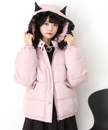 フリル付きパープルダウンジャケット ラポミ プチ LA POMME petit Big Frill Collar Puff Down Coat