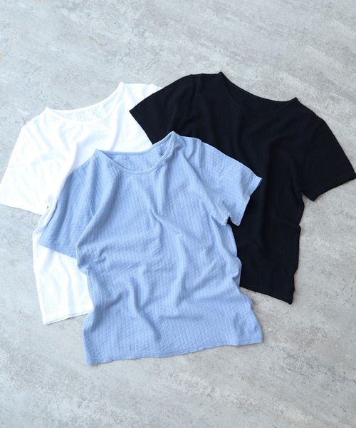 tシャツ 強撚針抜ジャカード 半袖プルオーバー レディース △強撚針抜ジャカード 半袖プルオーバー（Tシャツ/カットソー