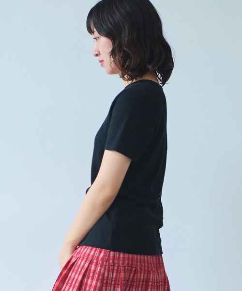 tシャツ 強撚針抜ジャカード 半袖プルオーバー レディース △強撚針抜ジャカード 半袖プルオーバー（Tシャツ/カットソー