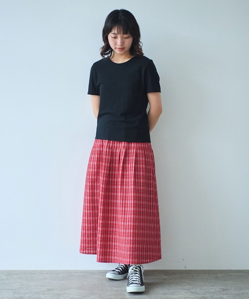 bulle de savon（ビュルデサボン）の「●強撚針抜ジャカード 半袖プルオーバー（Tシャツ/カットソー・レディース・サックスブルー/ブラック/ホワイト・FREE）」の13枚目の写真