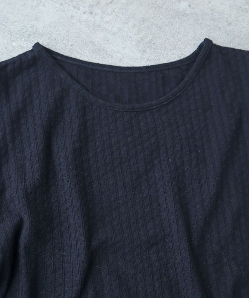 bulle de savon（ビュルデサボン）の「●強撚針抜ジャカード 半袖プルオーバー（Tシャツ/カットソー・レディース・サックスブルー/ブラック/ホワイト・FREE）」の21枚目の写真