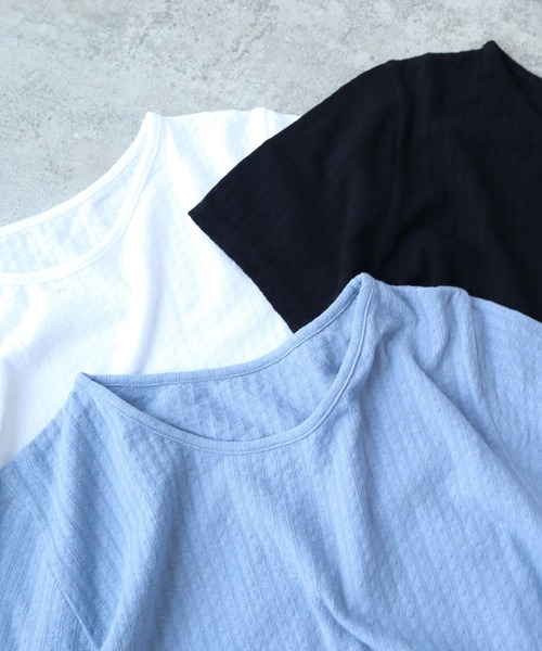 △強撚針抜ジャカード 半袖プルオーバー（Tシャツ/カットソー