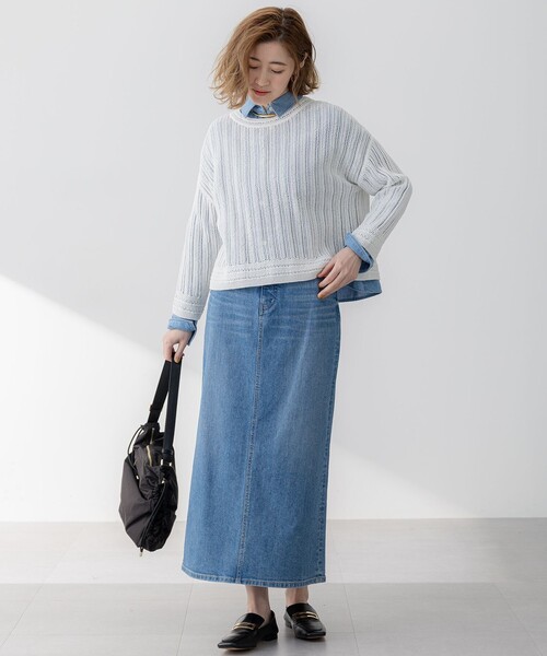 23区(ニジュウサンク)の「【Oggi3月号掲載/洗える】ライトダンガリー クロップド ボリュームスリーブ シャツ(シャツ/ブラウス・レディース・ターコイズブルー系/スカイブルー系・38)」の22枚目の写真