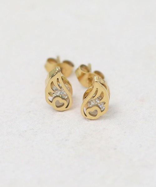 セール】Peoney/サージカルステンレス エンジェルビジューピアス