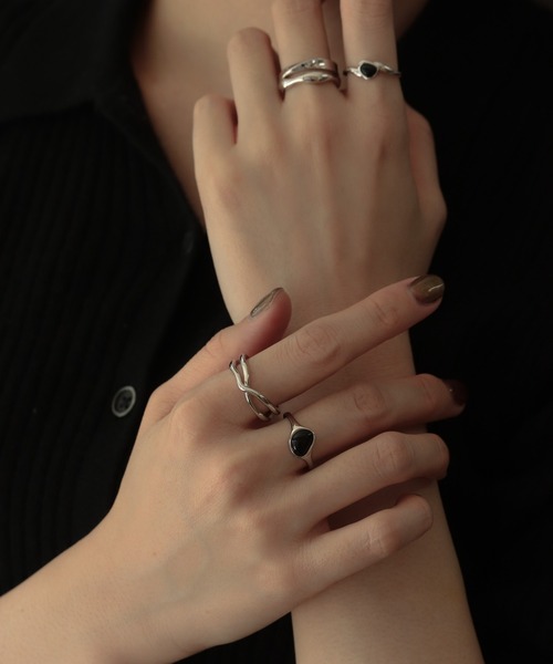 セール】【WEB限定】silver925 ブラックオニキス ビーンズリング