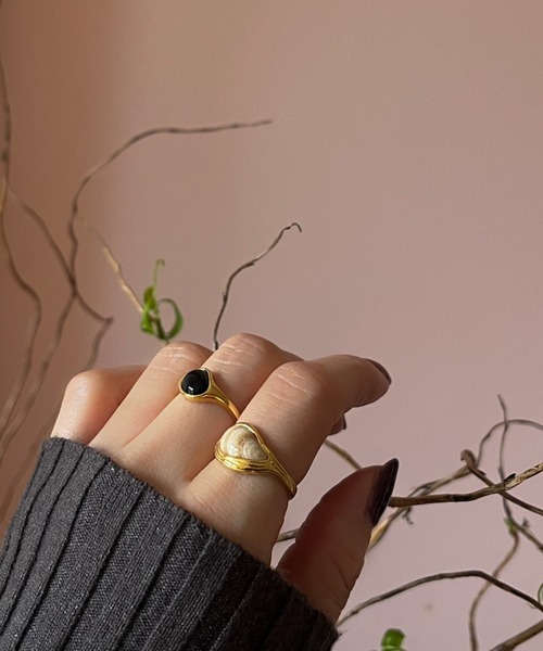 NOIR DE POUPEE（ノワールドプーペ）の「【WEB限定】silver925 ブラックオニキス ビーンズリング（リング・レディース・ゴールド/シルバー/オレンジ/ネイビー/グリーン/ピンク・#15/#13/#11/#9/#17）」の9枚目の写真