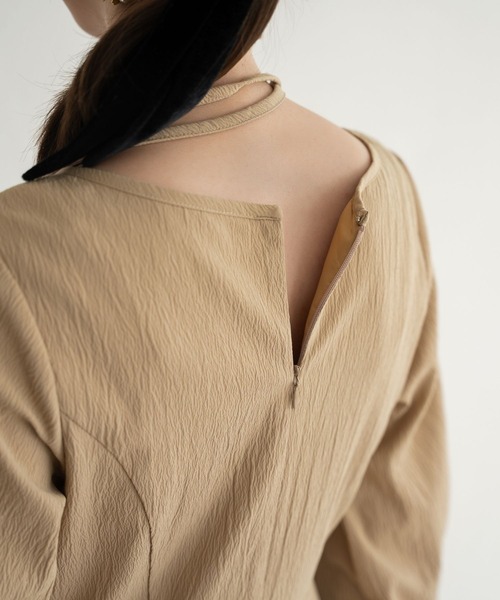 raffime（ラフィミー）の「バルーンスリーブチョーカーフレアワンピース（ワンピース・レディース・ライトベージュ/ブラック/ライトブラウン・MEDIUM/SMALL）」の16枚目の写真