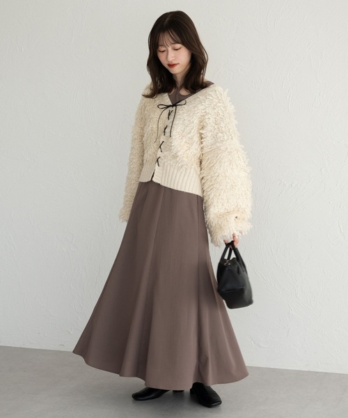 raffime（ラフィミー）の「バルーンスリーブチョーカーフレアワンピース（ワンピース・レディース・ライトベージュ/ブラック/ライトブラウン・MEDIUM/SMALL）」の8枚目の写真