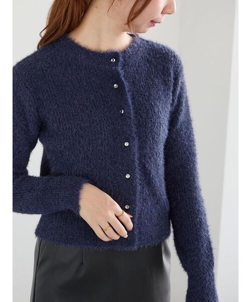 Te chichi（テチチ）の「ラメシャギークルーネックカーディガン（カーディガン/ボレロ・レディース・チャコールグレー/グレー/ネイビー・F）」の3枚目の写真