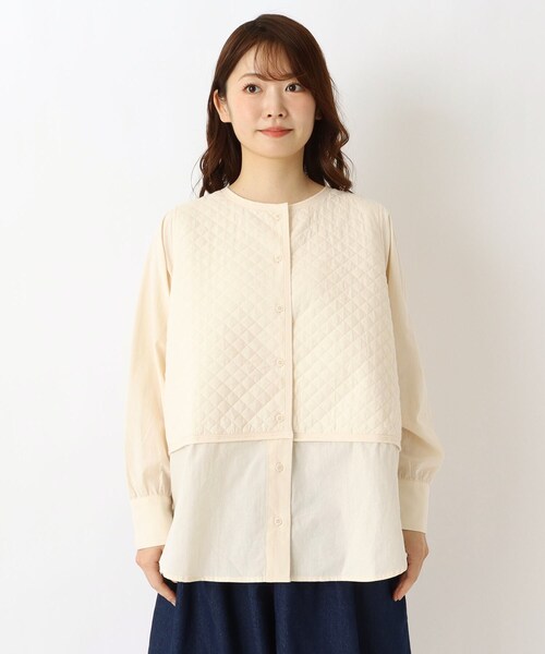 one'sterrace(ワンズテラス)の「キルトベストレイヤード風チュニックシャツ(シャツ/ブラウス・レディース・ライトグレー系8/ブラック系8/アイボリー系8・02)」の7枚目の写真