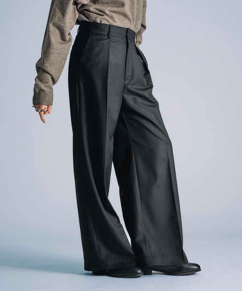 BLVCK PARIS ハイウエストワイドパンツ 関税送料込み タックハイウエストワイドパンツ(1 BLACK): : ウィメンズ｜CITY