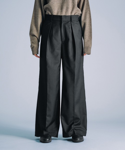 selle glant セットアップ チャコールグレー セール】SIDE ZIP WIDE SLACKS PANTS/サイドジップワイド