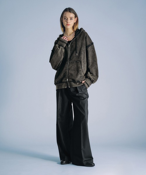 SELLE GLANT(セレグランテ)の「HIGH WAISTED TUCK WIDE PANTS/ハイウエストタックワイドパンツ(スラックス・メンズ・ブラック/チャコールグレー・LARGE/SMALL/MEDIUM)」の19枚目の写真