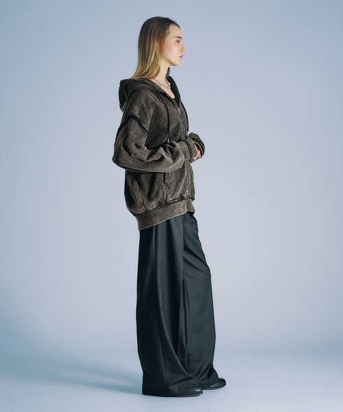 SELLE GLANT(セレグランテ)の「HIGH WAISTED TUCK WIDE PANTS/ハイウエストタックワイドパンツ(スラックス・メンズ・ブラック/チャコールグレー・LARGE/SMALL/MEDIUM)」の21枚目の写真