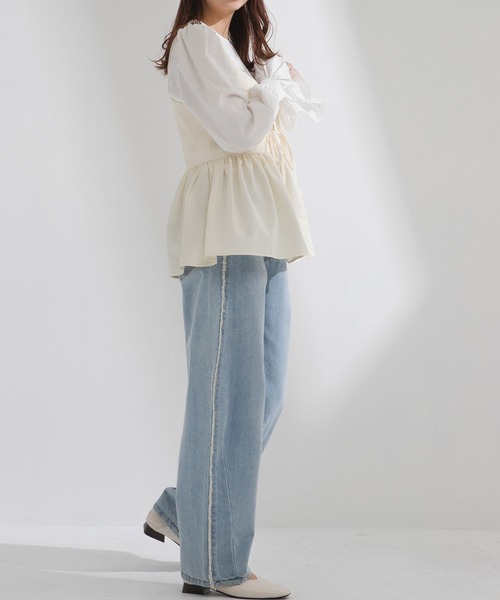 rectangle(レクタングル)の「ジャガードキャミ×ブラウスSET【大きいサイズ有】(Tシャツ/カットソー・レディース・ブラック/ピンク/アイボリー・LARGE/XX-LARGE/MEDIUM/X-LARGE)」の4枚目の写真