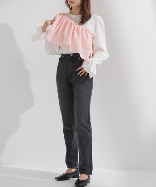 rectangle(レクタングル)の「ジャガードキャミ×ブラウスSET【大きいサイズ有】(Tシャツ/カットソー・レディース・ブラック/ピンク/アイボリー・LARGE/XX-LARGE/MEDIUM/X-LARGE)」の11枚目の写真