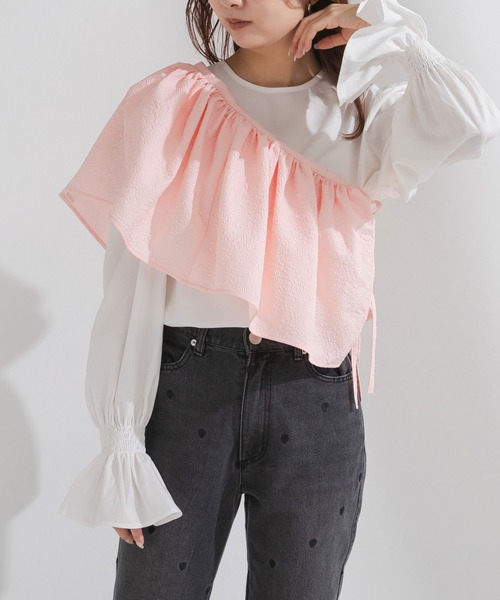 rectangle(レクタングル)の「ジャガードキャミ×ブラウスSET【大きいサイズ有】(Tシャツ/カットソー・レディース・ブラック/ピンク/アイボリー・LARGE/XX-LARGE/MEDIUM/X-LARGE)」の15枚目の写真