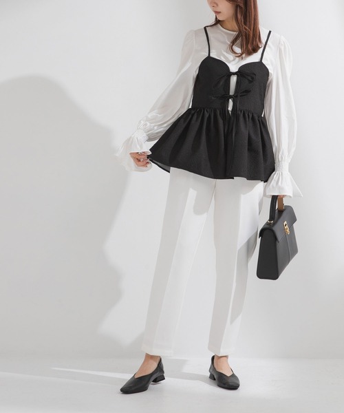 rectangle(レクタングル)の「ジャガードキャミ×ブラウスSET【大きいサイズ有】(Tシャツ/カットソー・レディース・ブラック/ピンク/アイボリー・LARGE/XX-LARGE/MEDIUM/X-LARGE)」の17枚目の写真