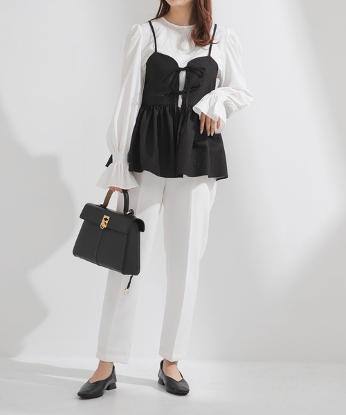 rectangle(レクタングル)の「ジャガードキャミ×ブラウスSET【大きいサイズ有】(Tシャツ/カットソー・レディース・ブラック/ピンク/アイボリー・LARGE/XX-LARGE/MEDIUM/X-LARGE)」の18枚目の写真