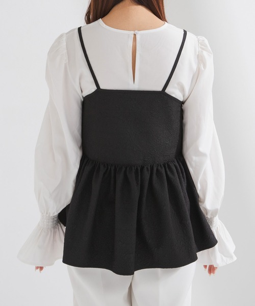 rectangle(レクタングル)の「ジャガードキャミ×ブラウスSET【大きいサイズ有】(Tシャツ/カットソー・レディース・ブラック/ピンク/アイボリー・LARGE/XX-LARGE/MEDIUM/X-LARGE)」の21枚目の写真
