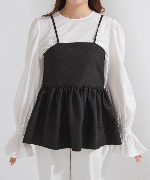 rectangle(レクタングル)の「ジャガードキャミ×ブラウスSET【大きいサイズ有】(Tシャツ/カットソー・レディース・ブラック/ピンク/アイボリー・LARGE/XX-LARGE/MEDIUM/X-LARGE)」の22枚目の写真