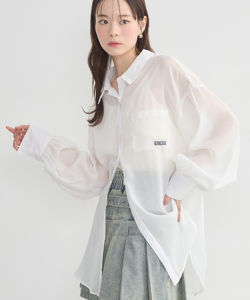 earth music&ecology(アースミュージックアンドエコロジー)の「バックレースアップシャツ(シャツ/ブラウス・レディース・ピンク/サックスブルー/オフホワイト・FREE)」の2枚目の写真