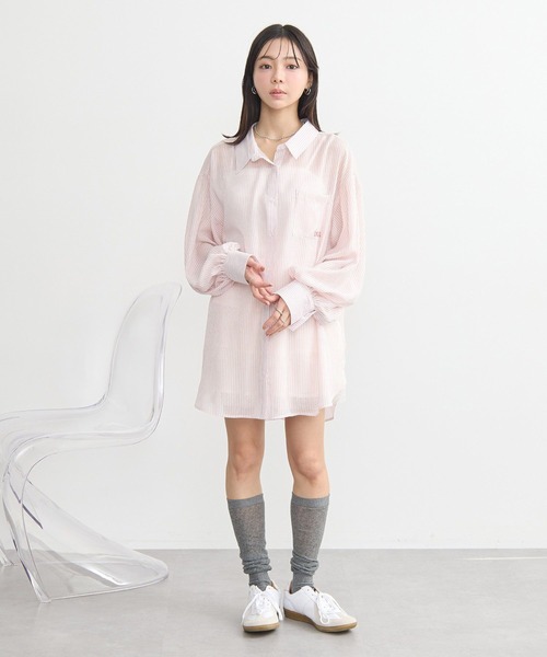 earth music&ecology(アースミュージックアンドエコロジー)の「バックレースアップシャツ(シャツ/ブラウス・レディース・ピンク/サックスブルー/オフホワイト・FREE)」の8枚目の写真