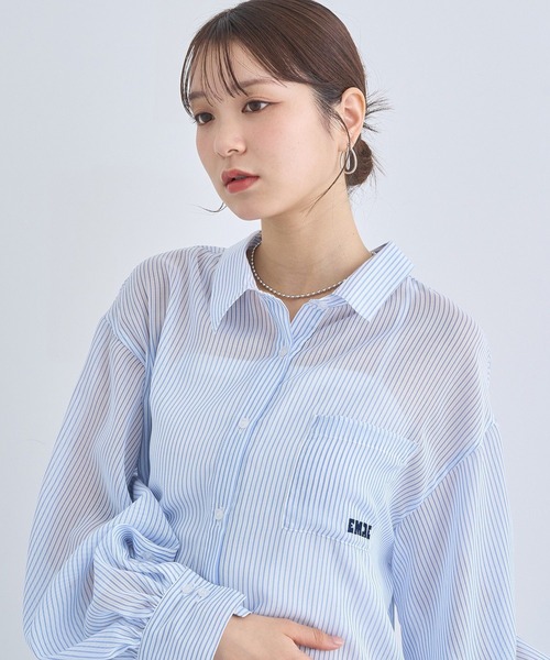 earth music&ecology(アースミュージックアンドエコロジー)の「バックレースアップシャツ(シャツ/ブラウス・レディース・ピンク/サックスブルー/オフホワイト・FREE)」の13枚目の写真