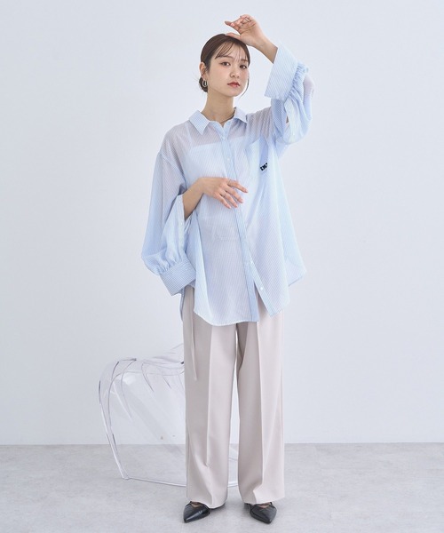 earth music&ecology(アースミュージックアンドエコロジー)の「バックレースアップシャツ(シャツ/ブラウス・レディース・ピンク/サックスブルー/オフホワイト・FREE)」の15枚目の写真