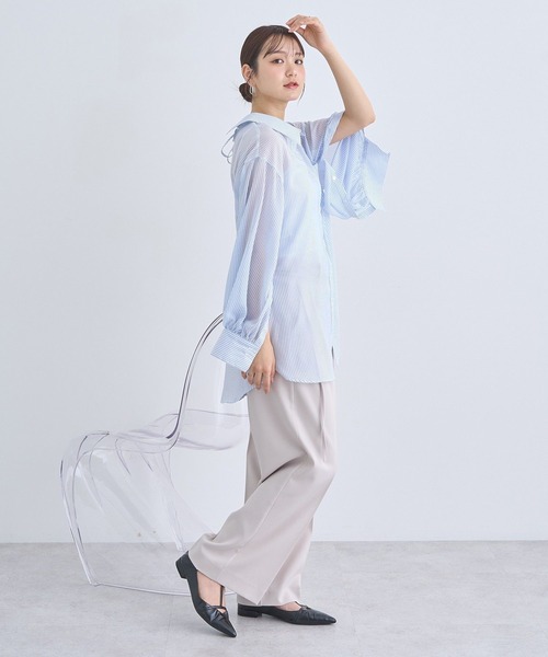 earth music&ecology(アースミュージックアンドエコロジー)の「バックレースアップシャツ(シャツ/ブラウス・レディース・ピンク/サックスブルー/オフホワイト・FREE)」の16枚目の写真