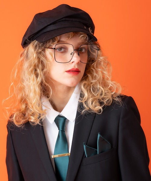 セール】an meets zakka レトロビッグスクエアメガネ / クリアレンズ