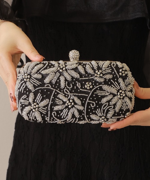 Lace Ladies（レースレディース）の「2WAYビーズ フラワー クラッチ パーティ バッグ（クラッチバッグ・レディース・ブラック/シルバー・FREE）」の3枚目の写真