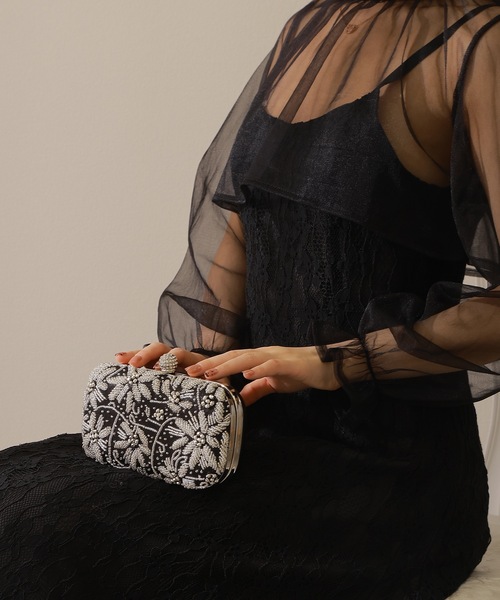 Lace Ladies（レースレディース）の「2WAYビーズ フラワー クラッチ パーティ バッグ（クラッチバッグ・レディース・ブラック/シルバー・FREE）」の7枚目の写真