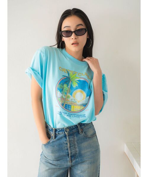 Ungrid(アングリッド)の「CREST CURLロゴTee(Tシャツ/カットソー・レディース・ブルー/オフホワイト/レッド・FREE)」の16枚目の写真