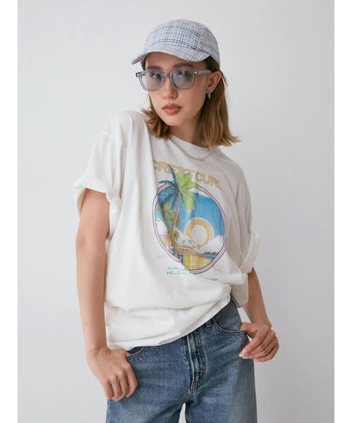 Ungrid(アングリッド)の「CREST CURLロゴTee(Tシャツ/カットソー・レディース・ブルー/オフホワイト/レッド・FREE)」の20枚目の写真