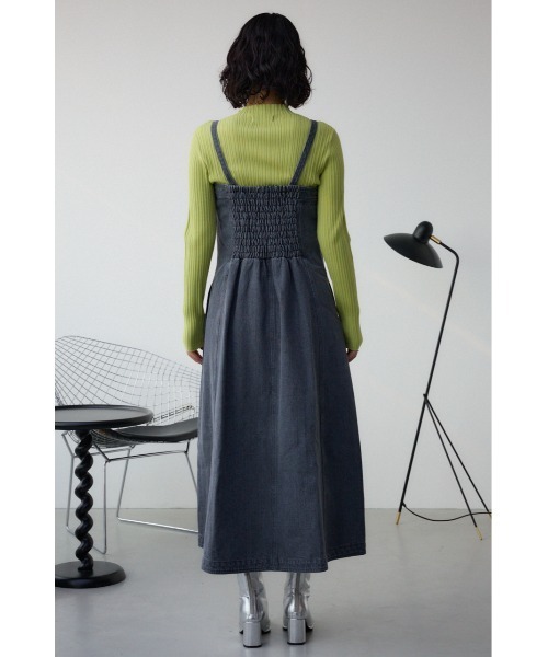 AZUL by moussy(アズールバイマウジー)の「AZUL DENIM ダブルウエストキャミワンピース(ワンピース・レディース・ライトブラック/ワンウォッシュ・SMALL/MEDIUM)」の7枚目の写真
