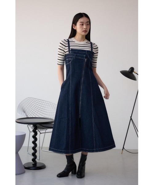 AZUL by moussy(アズールバイマウジー)の「AZUL DENIM ダブルウエストキャミワンピース(ワンピース・レディース・ライトブラック/ワンウォッシュ・SMALL/MEDIUM)」の15枚目の写真