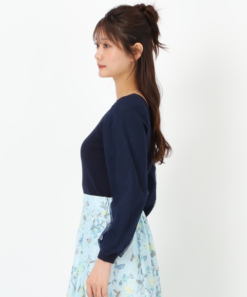 MISCH MASCH(ミッシュマッシュ)の「レースシアー袖2wayニット(ニット/セーター・レディース・ネイビー/イエロー/ホワイト・フリ-)」の19枚目の写真