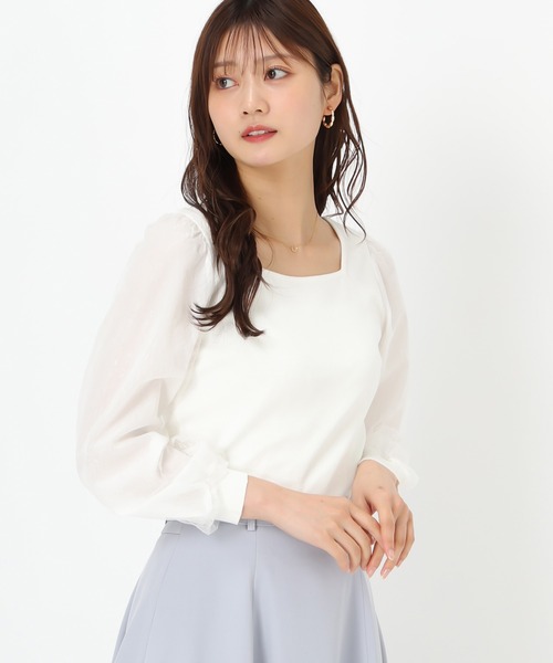 MISCH MASCH(ミッシュマッシュ)の「レースシアー袖2wayニット(ニット/セーター・レディース・ネイビー/イエロー/ホワイト・フリ-)」の11枚目の写真
