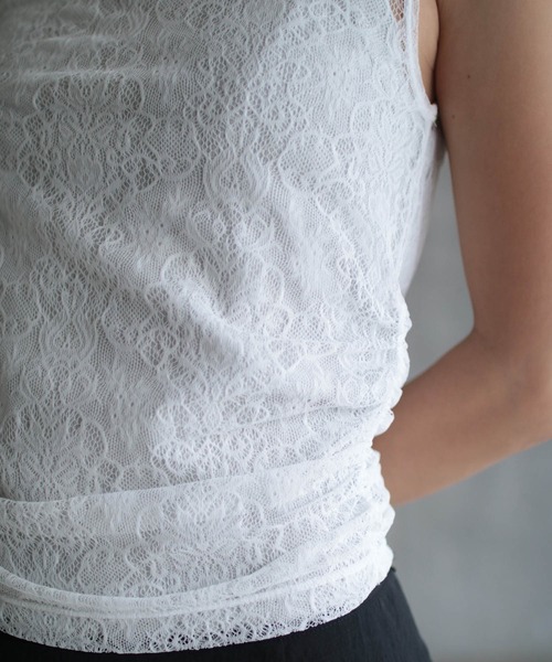 G.V.G.V.（ジーヴィージーヴィー）の「STRETCH LACE SLEEVELESS TOP（Tシャツ/カットソー・レディース・ホワイト/ブラック・ONE SIZE）」の14枚目の写真