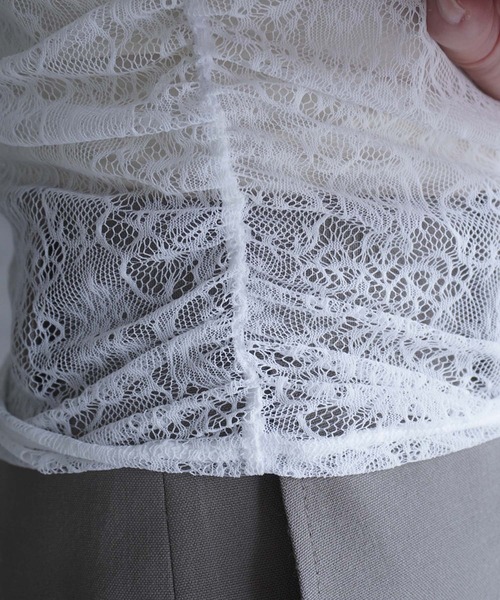 G.V.G.V.（ジーヴィージーヴィー）の「STRETCH LACE SLEEVELESS TOP（Tシャツ/カットソー・レディース・ホワイト/ブラック・ONE SIZE）」の7枚目の写真