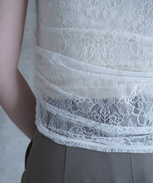 G.V.G.V.（ジーヴィージーヴィー）の「STRETCH LACE SLEEVELESS TOP（Tシャツ/カットソー・レディース・ホワイト/ブラック・ONE SIZE）」の10枚目の写真