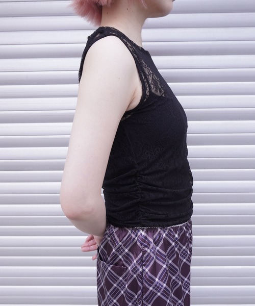 G.V.G.V.（ジーヴィージーヴィー）の「STRETCH LACE SLEEVELESS TOP（Tシャツ/カットソー・レディース・ホワイト/ブラック・ONE SIZE）」の17枚目の写真