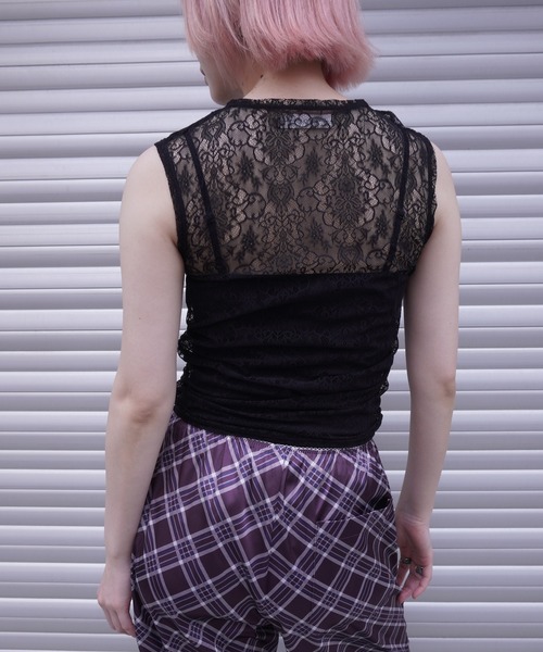 G.V.G.V.（ジーヴィージーヴィー）の「STRETCH LACE SLEEVELESS TOP（Tシャツ/カットソー・レディース・ホワイト/ブラック・ONE SIZE）」の18枚目の写真