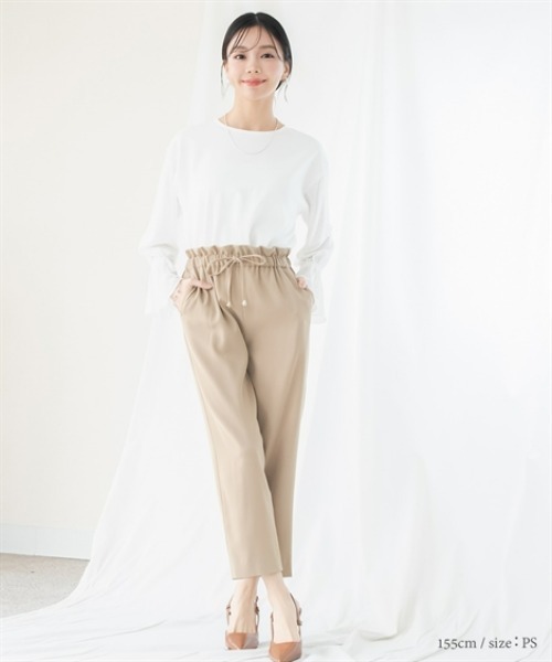 Petitjo（プッチージョ）の「小さいサイズ　ウエストドロストテーパードパンツ　低身長さん・小柄女性（その他パンツ・レディース・ベージュ/ブラック・PS/PM/PL/PSS）」の4枚目の写真