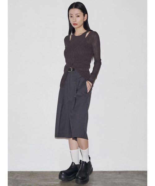 セール】【VEQUM】SHEER WAVING LAYER KNIT（ニット/セーター